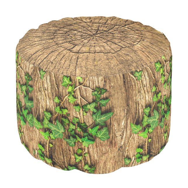 Ivy Covered Tree Stump Pouf (Angled Back)