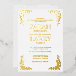 Ivy Elegant Gold Traditional Wedding Foil Invitation