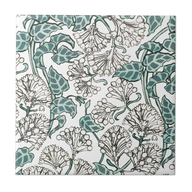 Ivy & Floral Ceramic Tile (Front)