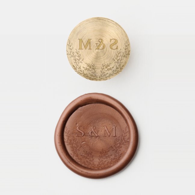 Ivy Floral Monogram Wedding Wax Seal Stamp
