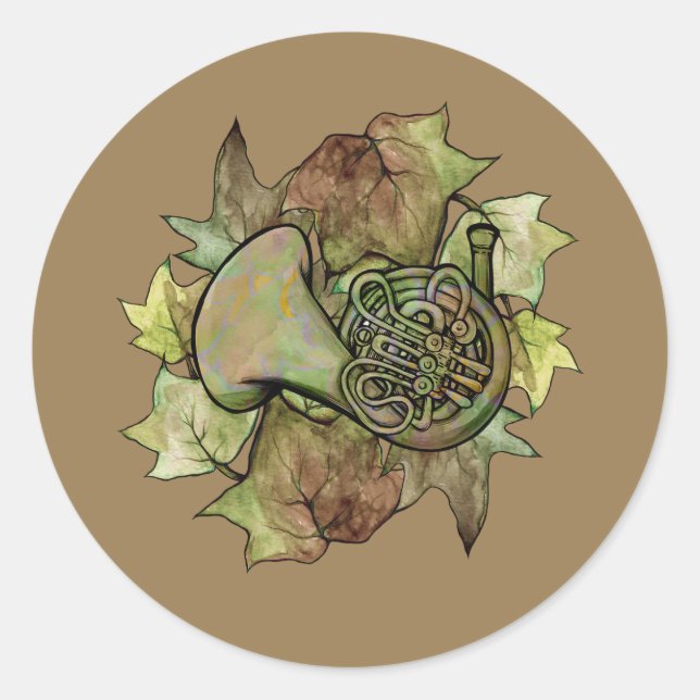 Ivy French Horn                                    Classic Round Sticker (Front)