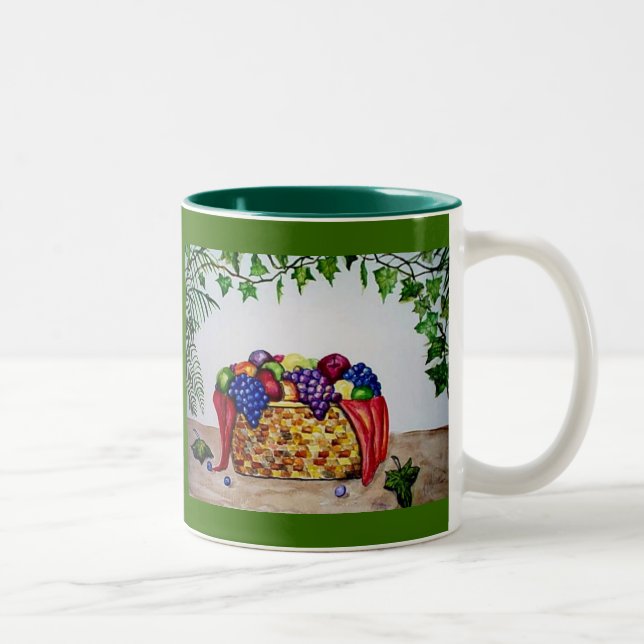 Ivy & Fruit Basket Two-Tone Coffee Mug (Right)