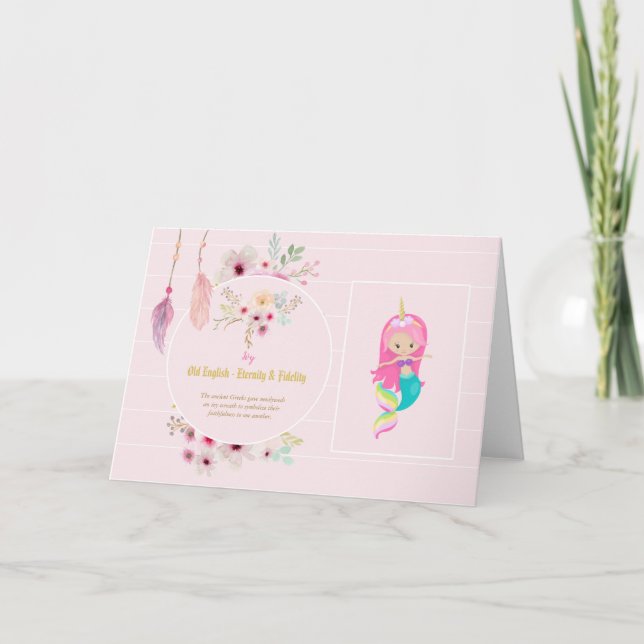 IVY - Girls Name Meaning Gift Item - Pink Mermaid Card (Front)