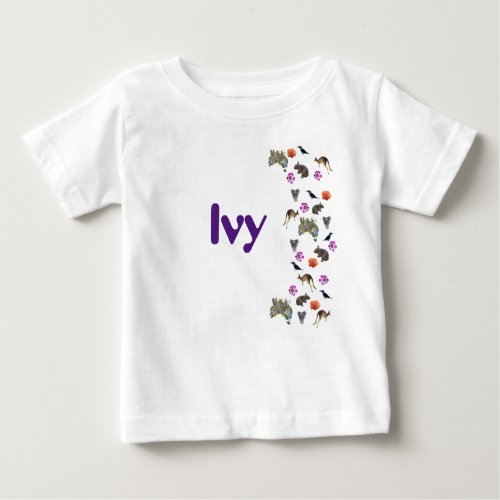 Ivy Girls Name With Australian Wildlife   Baby T_Shirt