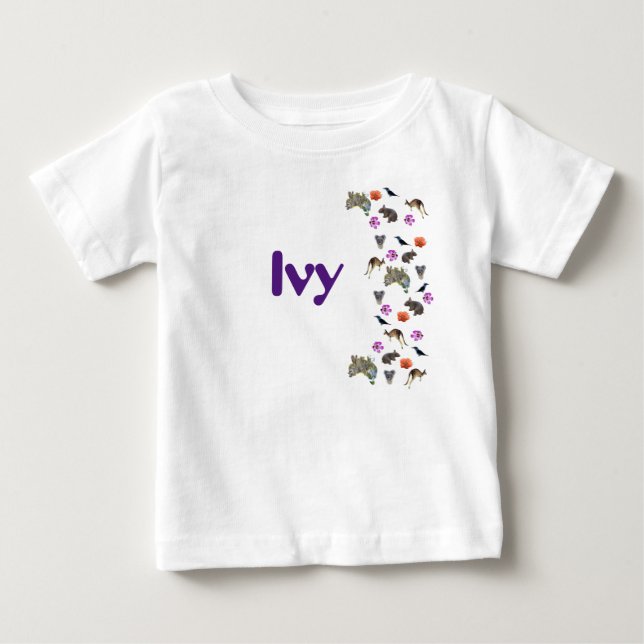 Ivy, Girls Name With Australian Wildlife,   Baby T-Shirt (Front)