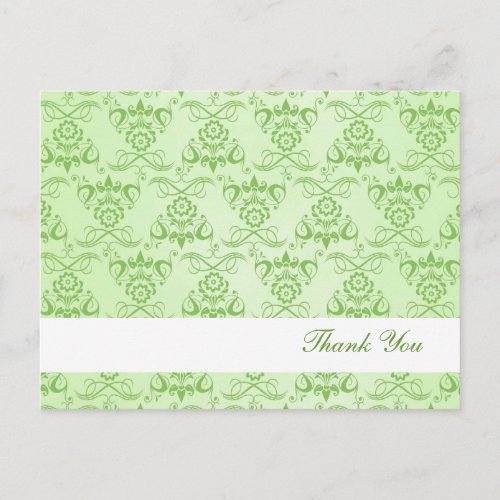 Ivy Green French Damask Thank You Postcard