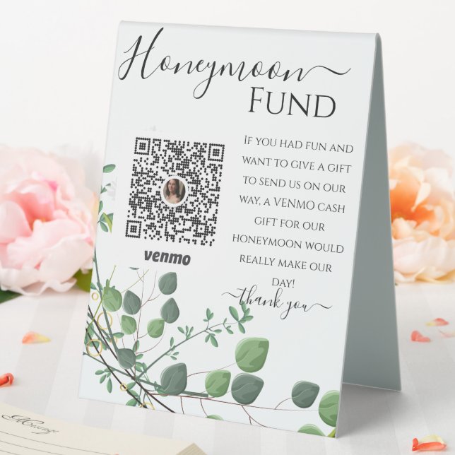 Ivy Greenery Wedding Venmo Honeymoon Fund Table Tent (In SItu (Wedding))