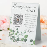 Ivy Greenery Wedding Venmo Honeymoon Fund Table Tent Sign<br><div class="desc">Add your own Venmo QR code image to your honeymoon fund sign. A polite and polite way of asking for money during your wedding shower or reception. Use your own honeymoon fund wording to match your own style. Order several honeymoon fund signs to display at your wedding reception, at your...</div>