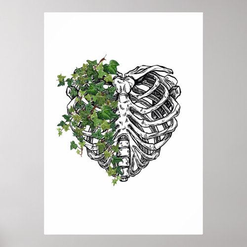 Ivy Heart Shape Rib Cage  Poster