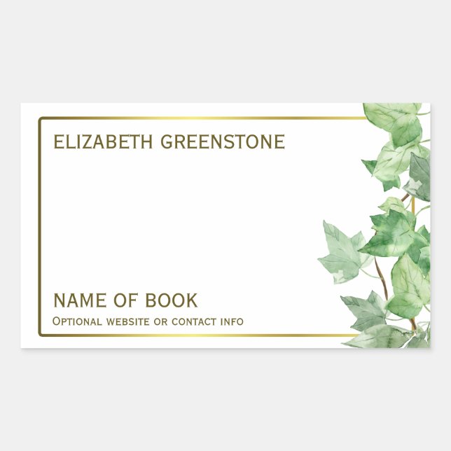 Ivy Leaf Author Signature Bookplate (Front)