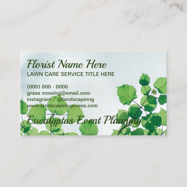 Ivy Leaf Eucalyptus Landscaping Lawn Care Business Card