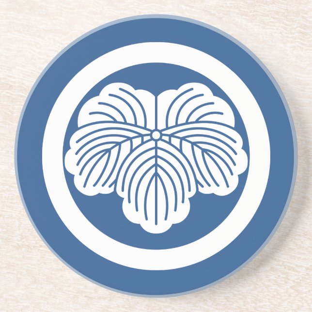 Ivy leaf in circle drink coaster (Front)