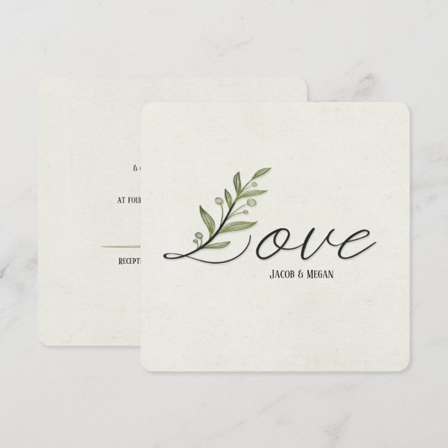 Ivy Leaf Love wedding invite (Front/Back)