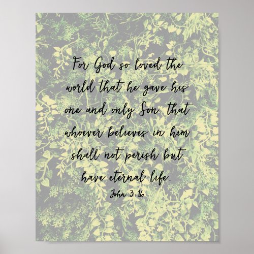 Ivy Leaves Greenery Pattern John 316 Bible Art Poster