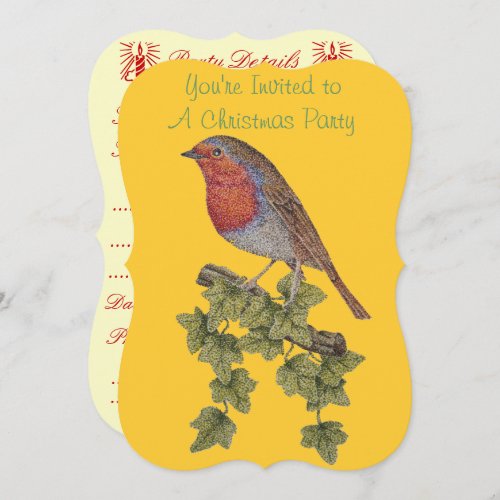 ivy leaves with christmas robin invitation
