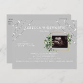 Ivy & Lights Ultrasound Photo Grey Baby Shower Invitation Postcard (Front/Back)