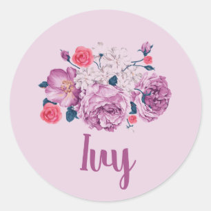 Ivy Name Floral Custom Vintage Flower Girl Labels