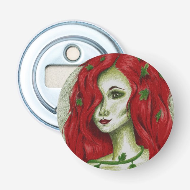 Ivy Nymph Redhead Woman Pixie Fantasy Art Bottle Opener (Front)
