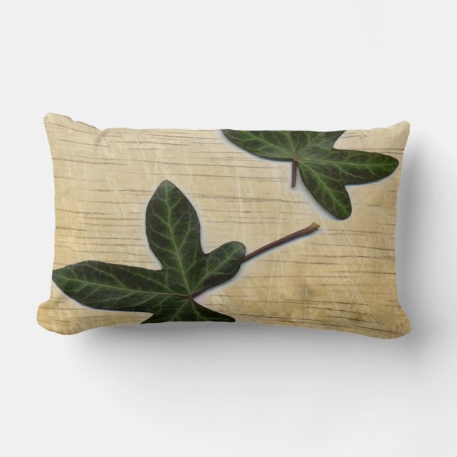 Ivy on Wood Lumbar Pillow (Front)