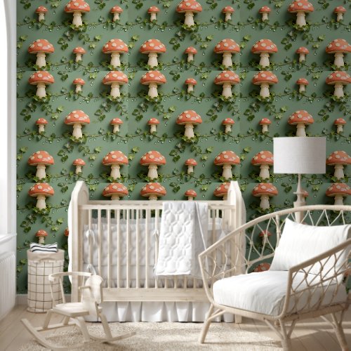 Ivy pattern magical forest mushroom wallpaper on s
