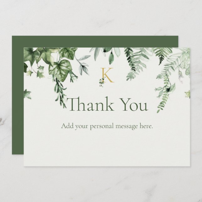 Ivy & Sage Monogram Wedding Thank You Card (Front/Back)