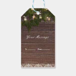 Ivy & String Lights Mason Jar Rustic Wedding Favor Gift Tags