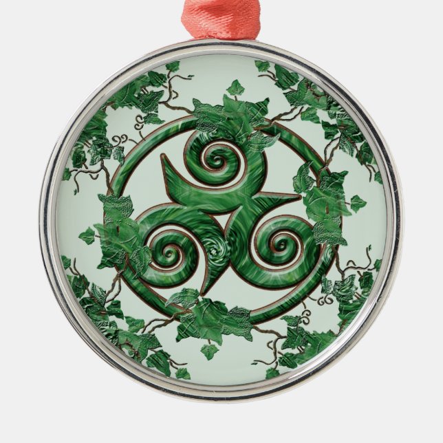 Ivy Triskel Metal Ornament (Front)