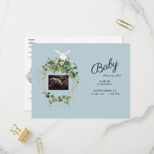 Ivy Ultrasound Photo Boy Baby Shower Bunny Virtual Invitation Postcard