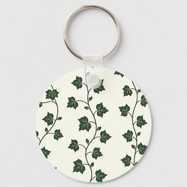 Ivy Vine Seamless Pattern Classic Green Keychain (Front)