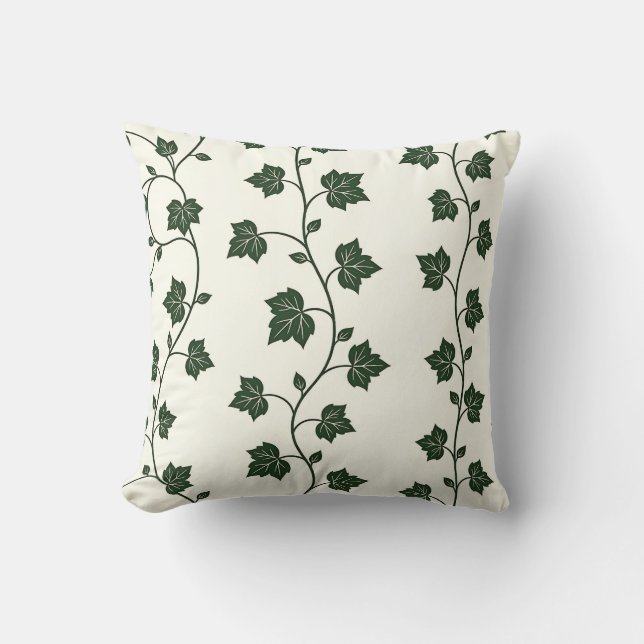 Ivy Vine Seamless Pattern Classic Green Throw Pillow (Front)