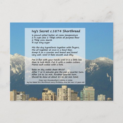 Ivys Shortbread Recipe Postcard