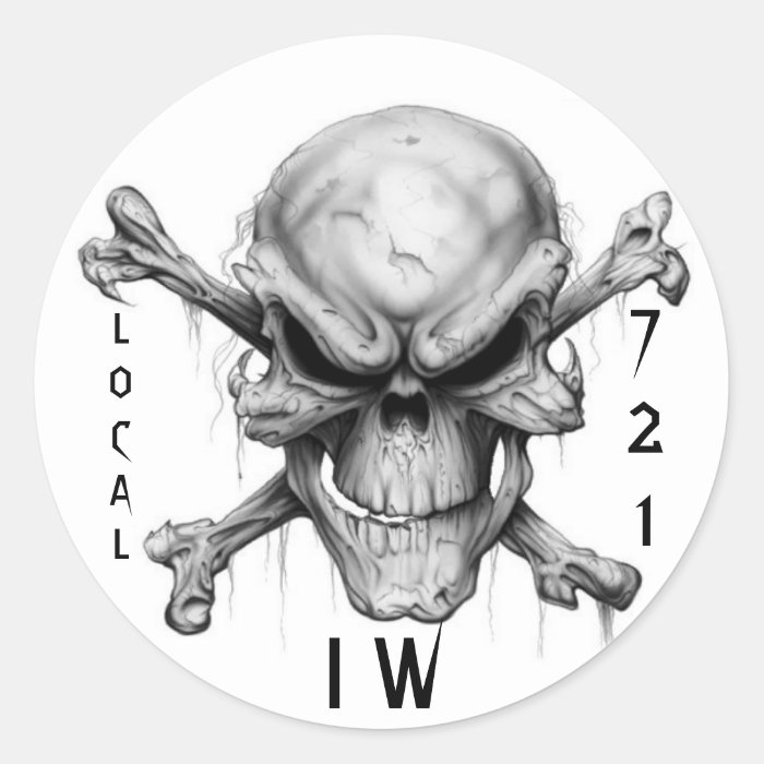 IW SKULL & CrossBones, LOCAL, 721 Round Sticker