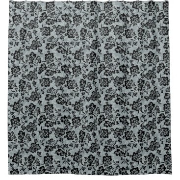 Iwalani Vintage Hawaiian Lilac Floral- Black Shower Curtain Iwalani Vintage Hawaiian Lilac Floral- Black Shower Curtain