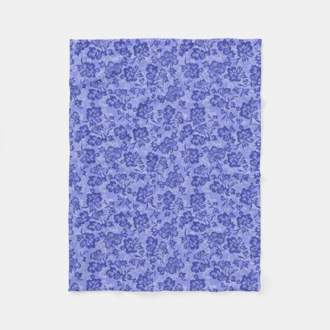 Iwalani Vintage Hawaiian Lilac Floral Fleece Blanket (Front)