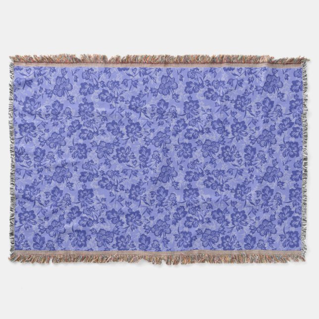 Iwalani Vintage Hawaiian Lilac Floral Throw Blanket (Front)