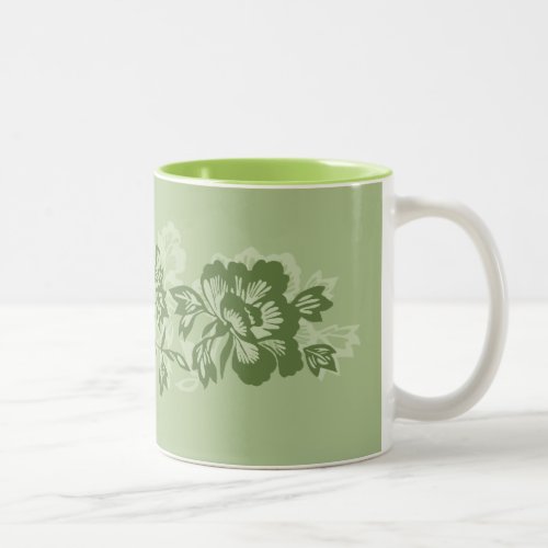 Iwalani Vintage Hawaiian Moss Floral Band Two_Tone Coffee Mug