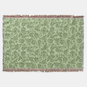 Iwalani Vintage Hawaiian Moss Floral Throw Blanket