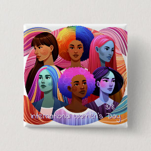 IWD International Women's Day is March 8th Button