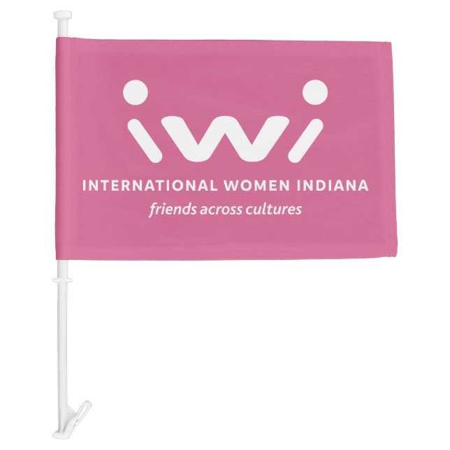 IWI Logo on Pink Background Car Flag (Front)