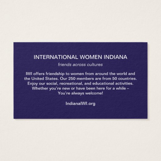 IWI Mini Information Card with Blue Back Side (Back)