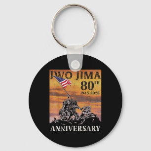 Iwo Jima 80th Anniversary Wwii Veteran Us Flag 4th Keychain