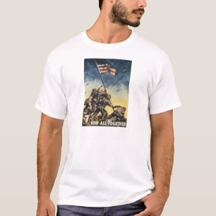 Iwo Jima flag raising color war graphic vintage T-Shirt