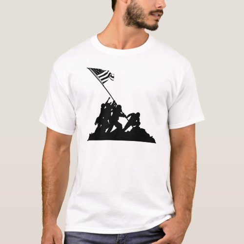 Iwo Jima Flag Raising Silhouette T_Shirt