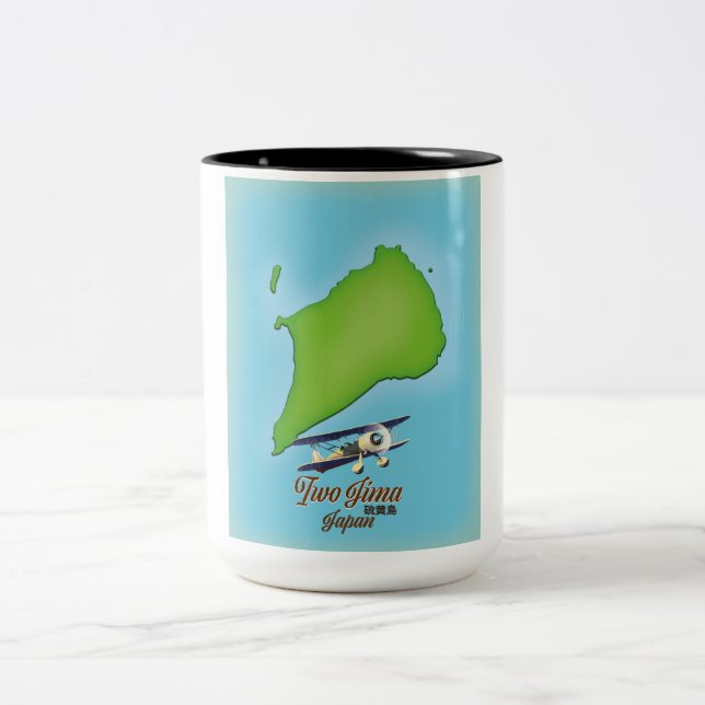 Iwo Jima Japan island map Two-Tone Coffee Mug (Center)
