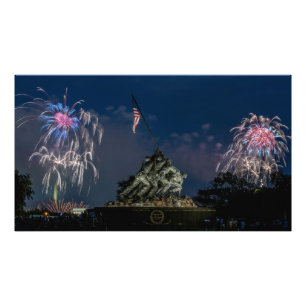 Iwo Jima Memorial During Fireworks on 4th July Photo Print