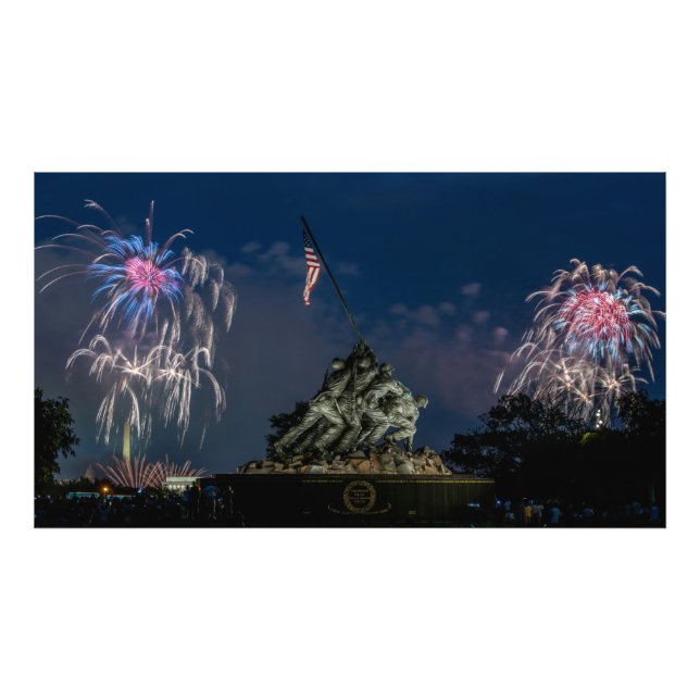 Iwo Jima Memorial During Fireworks on 4th July Photo Print (Front)