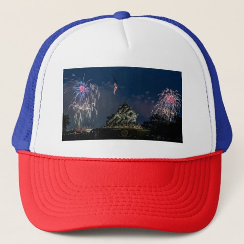 Iwo Jima Memorial Fireworks Independence Day  Trucker Hat