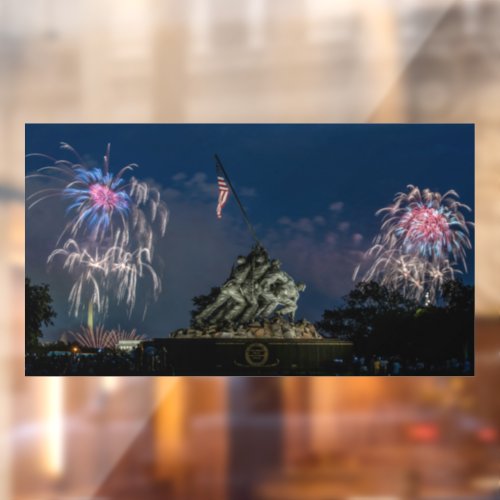 Iwo Jima Memorial Fireworks Independence Day  Window Cling