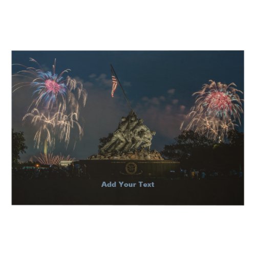 Iwo Jima Memorial Fireworks Independence Day  Wood Wall Art