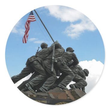 Iwo Jima Memorial in Washington DC Classic Round Sticker Iwo Jima Memorial in Washington DC Classic Round Sticker